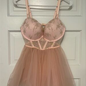 Victoria’s Secret Pink and Gold Lace Chemise